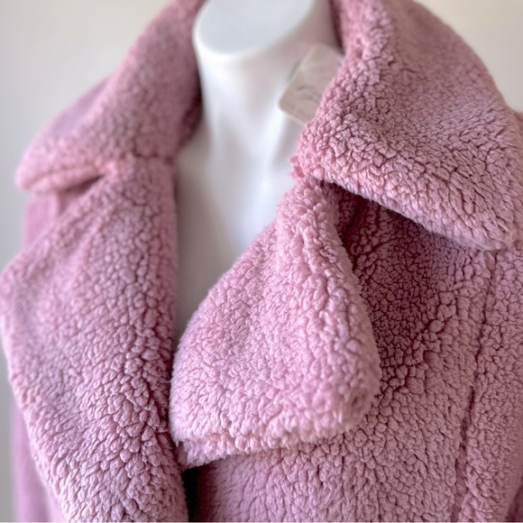 Free People Joplin Cozy Sherpa Faux Fur Teddy Jacket in Smoked Pink, XS NWT - Picture 5 of 13